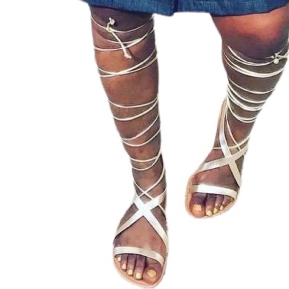 ANACAPRI Gladiator Gold Sandals. - Picture 1 of 11